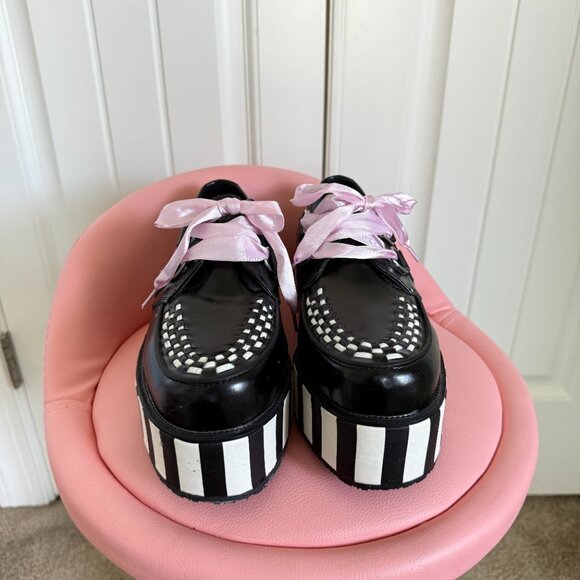 TUK Hello Kitty Black and White Stripe Platform Creepers - Picture 9 of 13